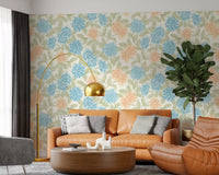 Watercolor Azure and Peach Blossoms Wallpaper⁠