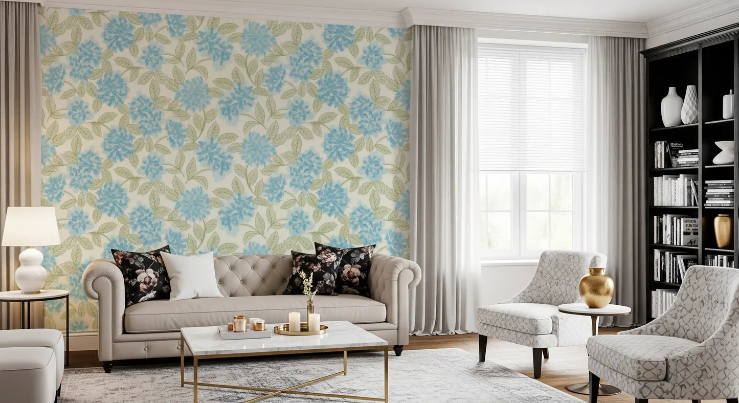 Blue Hydrangea Watercolor Bloom Wallpaper⁠