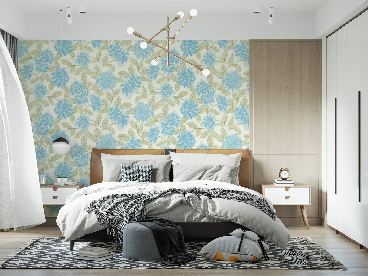 Blue Hydrangea Watercolor Bloom Wallpaper⁠