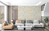 Blush and Periwinkle Garden Sketch Wallpaper⁠