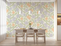 Blush and Periwinkle Garden Sketch Wallpaper⁠