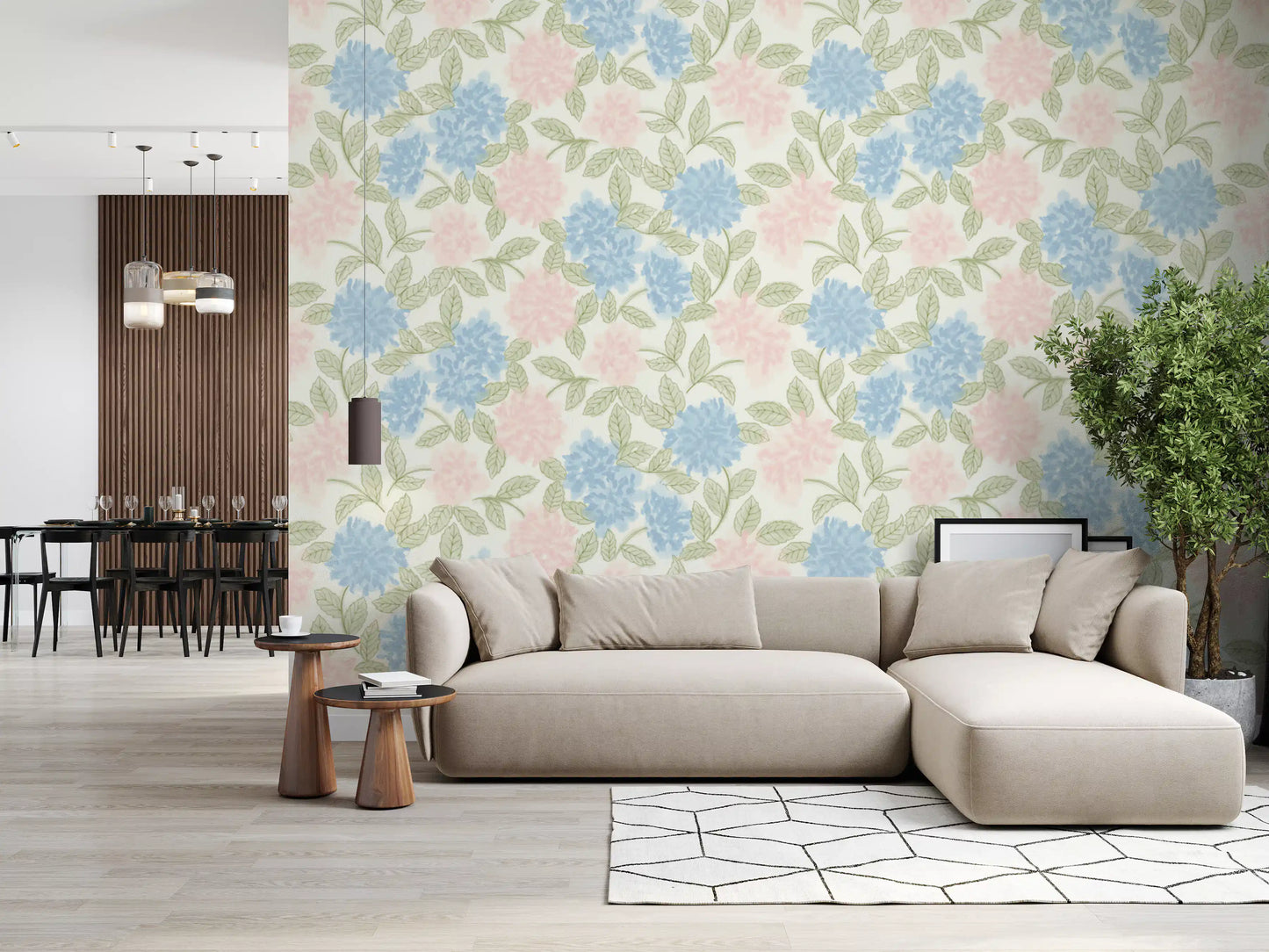 Soft Watercolor Hydrangea Bloom Wallpaper⁠