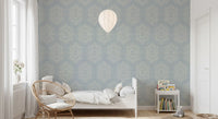 Boho Painted - Abstract Mudcloth Hexagons Tribal Geometric Pattern French Blue Wallpaper⁠