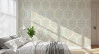 Boho Painted - Abstract Mudcloth Hexagons Tribal Geometric Pattern Grandmillennial Wallpaper⁠