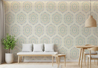 Boho Painted - Abstract Mudcloth Hexagons Tribal Geometric Pattern Grandmillennial Wallpaper⁠