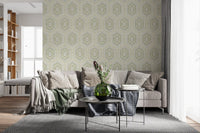 Boho Painted - Abstract Mudcloth Hexagons Tribal Geometric Pattern French Wallpaper⁠