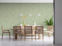 Faded Ogee Damask - Chopped Dill Wallpaper⁠