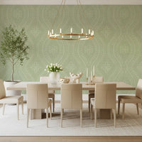 Faded Ogee Damask - Chopped Dill Wallpaper⁠