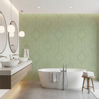Faded Ogee Damask - Chopped Dill Wallpaper⁠