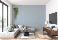 Faded Ogee Damask - French Blue Wallpaper⁠