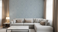 Faded Ogee Damask - French Blue Wallpaper⁠