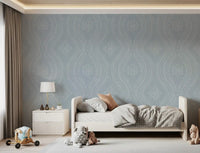Faded Ogee Damask - French Blue Wallpaper⁠