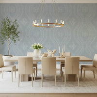 Faded Ogee Damask - French Blue Wallpaper⁠