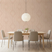 Faded Ogee Damask - Cinnamon Tea Wallpaper⁠