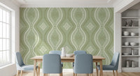 Faded Ogee Damask - Grandmillennial Green Wallpaper⁠