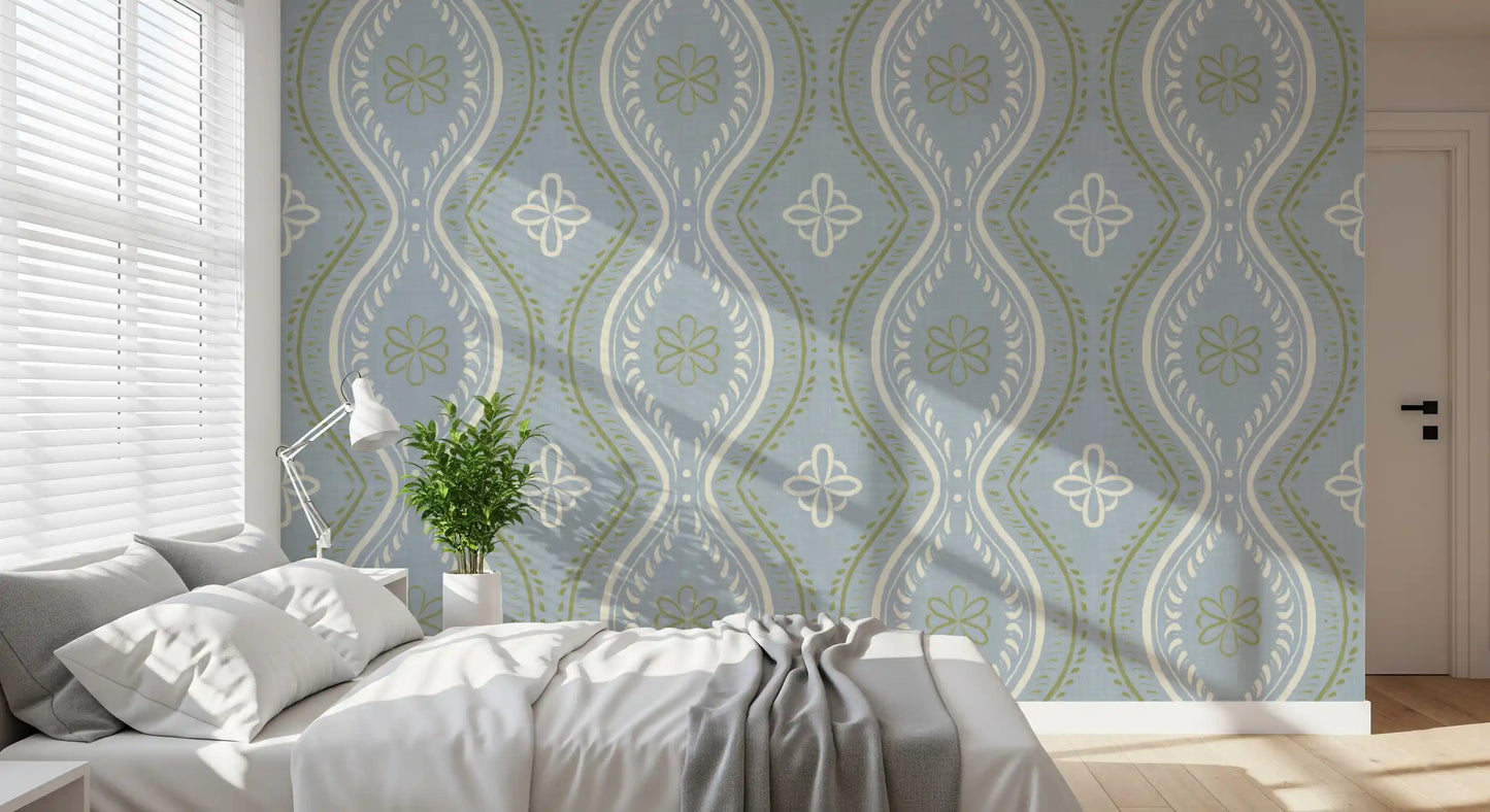 Faded Ogee Damask - Classic French Country Wallpaper⁠