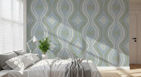 Faded Ogee Damask - Classic French Country Wallpaper⁠