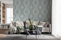 Faded Ogee Damask - Classic French Country Wallpaper⁠