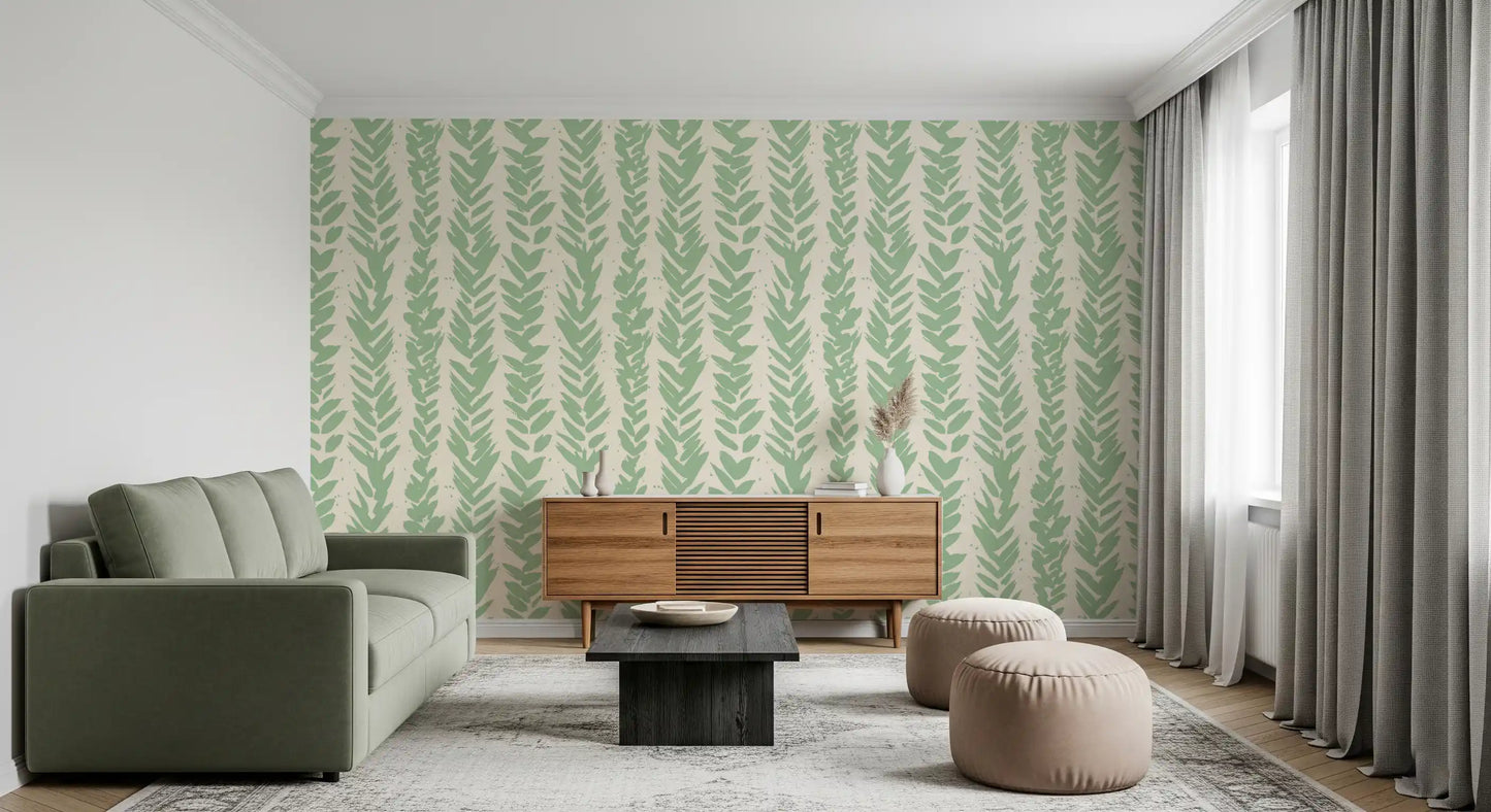 Sage Brushstroke Herringbone Wallpaper⁠