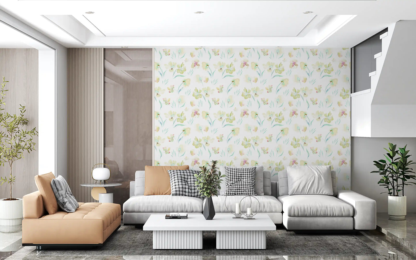 Ethereal Garden Flora Illustration Wallpaper⁠