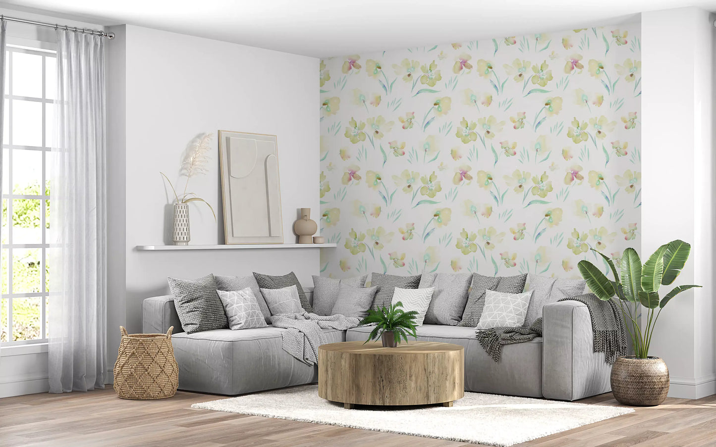 Ethereal Garden Flora Illustration Wallpaper⁠