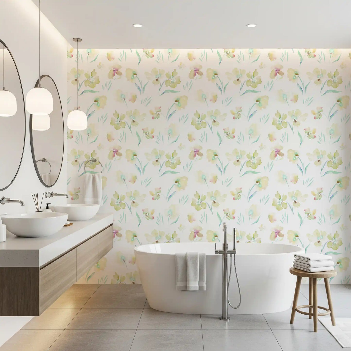 Ethereal Garden Flora Illustration Wallpaper⁠