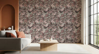 Muted Sage and Rose Garden Motif Wallpaper⁠