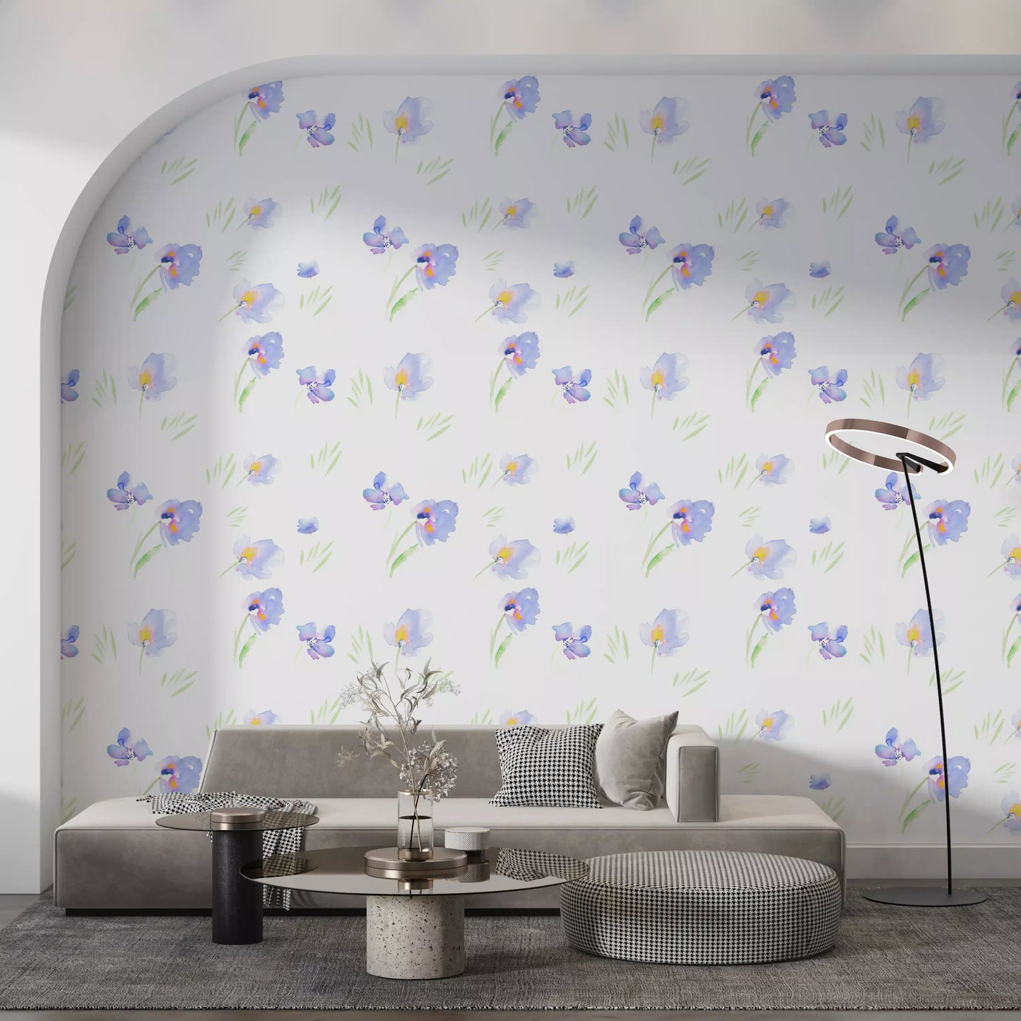 Soft Watercolor Blue Petals Wallpaper⁠