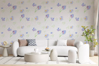 Soft Watercolor Blue Petals Wallpaper⁠