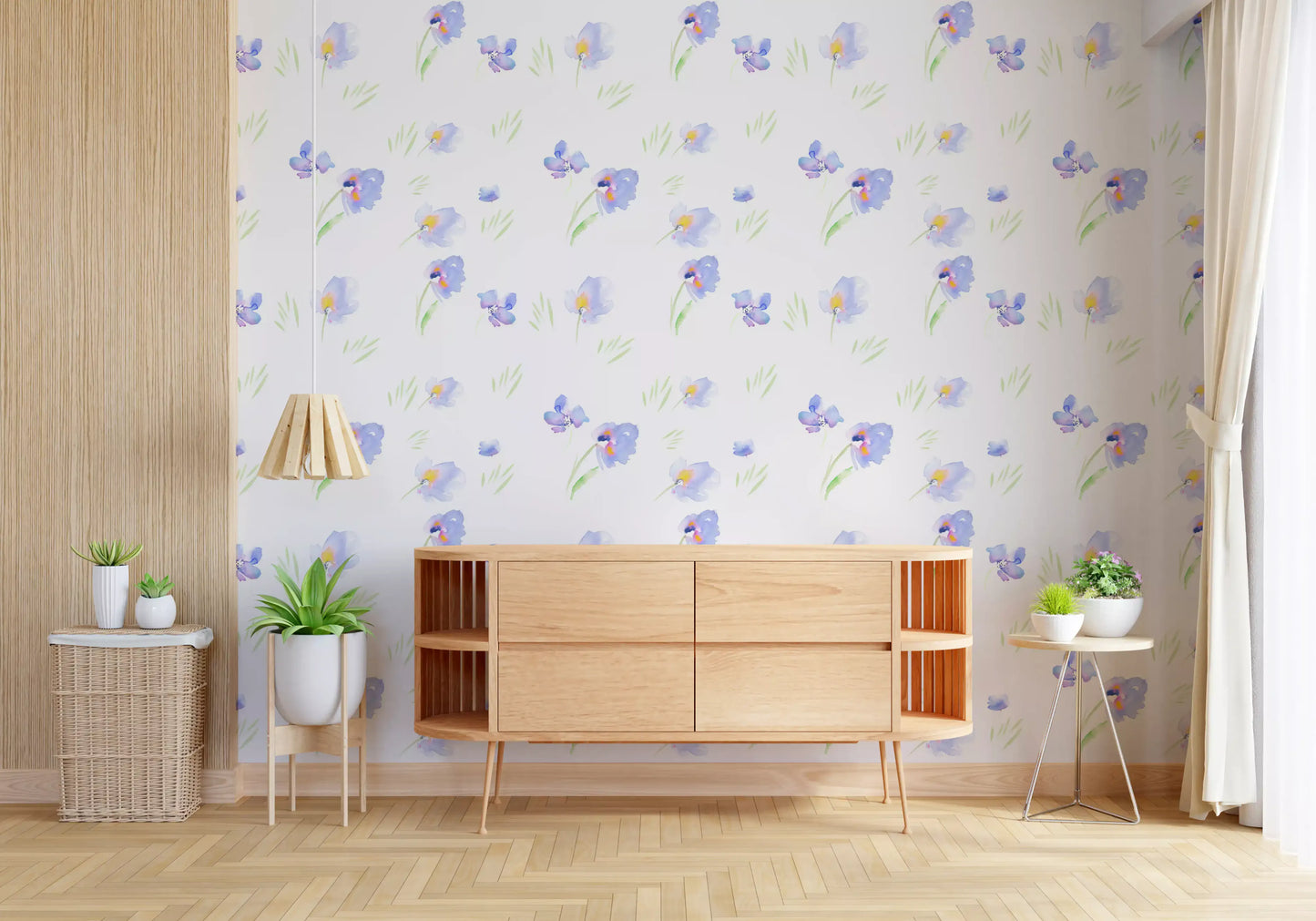 Soft Watercolor Blue Petals Wallpaper⁠
