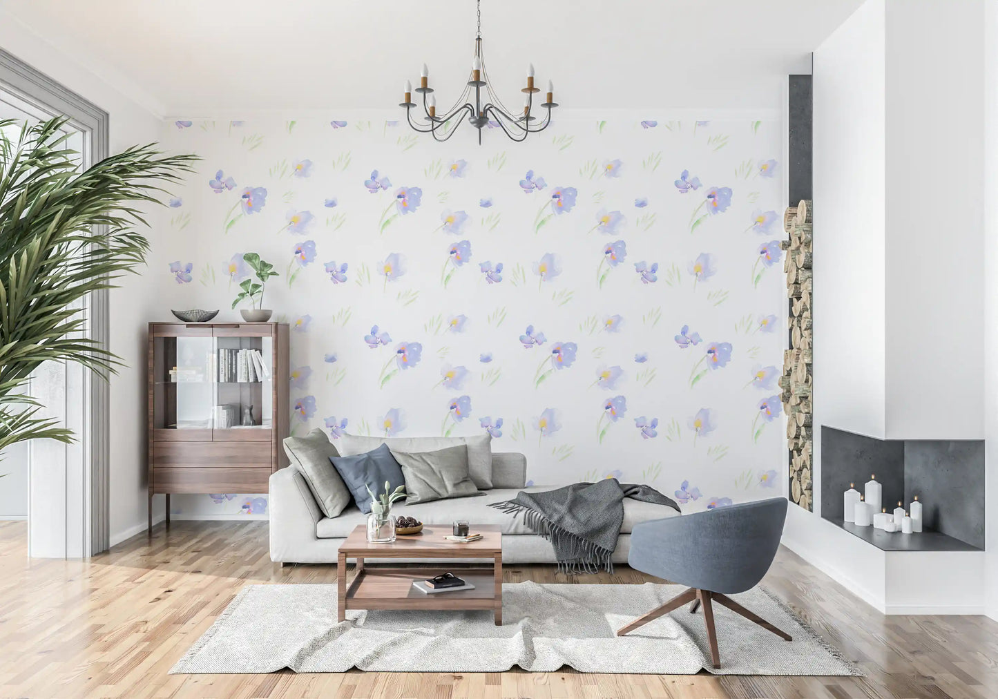 Soft Watercolor Blue Petals Wallpaper⁠