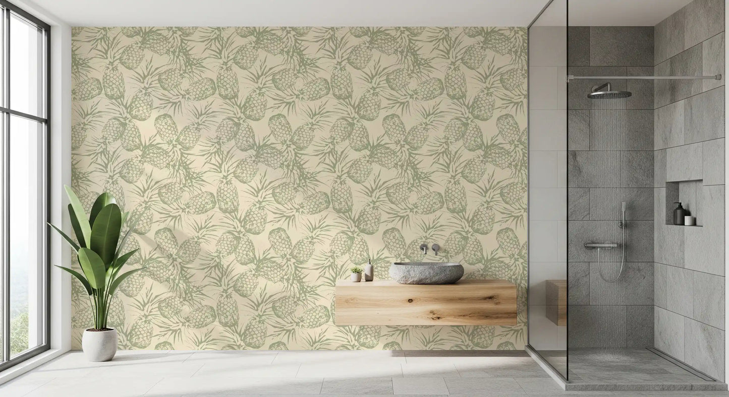 Rustic Pineapple Botanical Print Wallpaper⁠