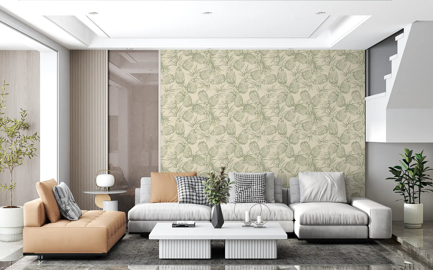 Rustic Pineapple Botanical Print Wallpaper⁠