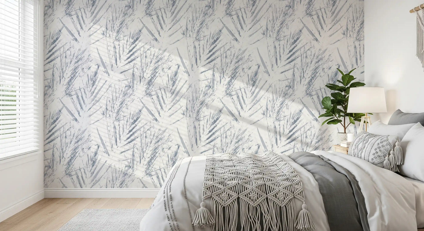 Monochrome Textured Palm Foliage Wallpaper⁠