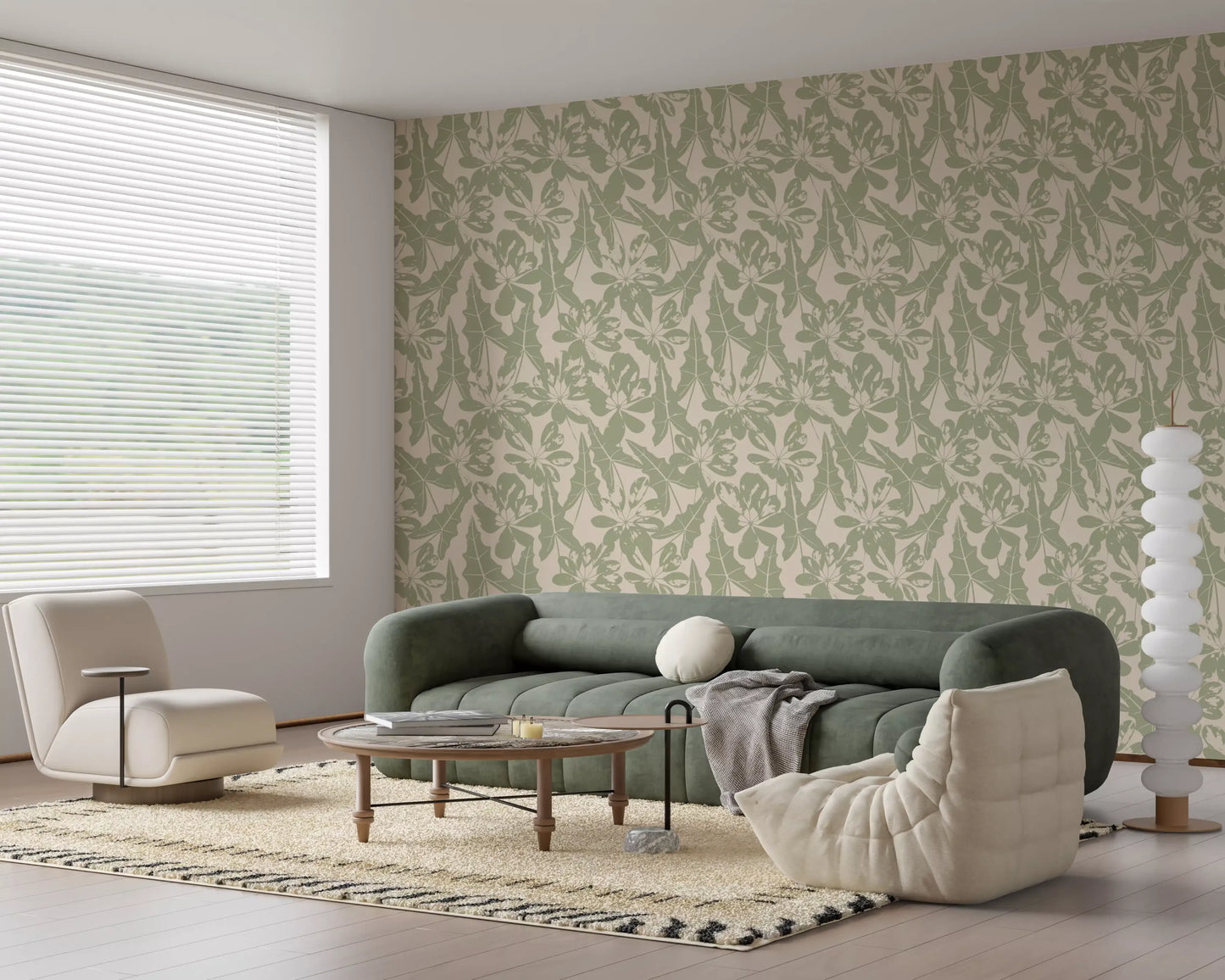 Serene Tropical Foliage Repeat Wallpaper⁠