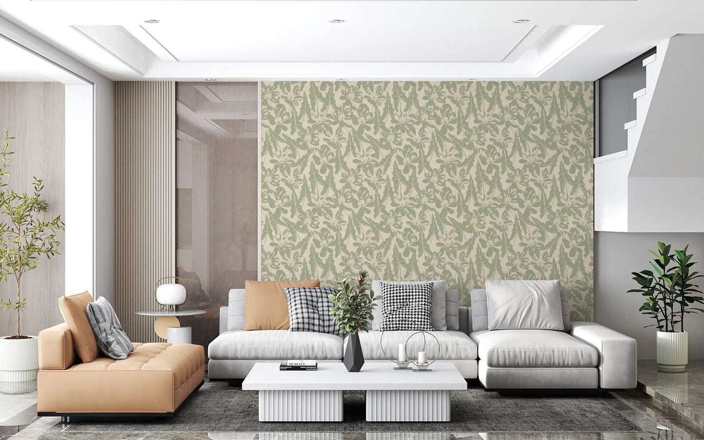 Serene Tropical Foliage Repeat Wallpaper⁠