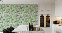 Soft Lilac and Leaf Garden Pattern Wallpaper⁠