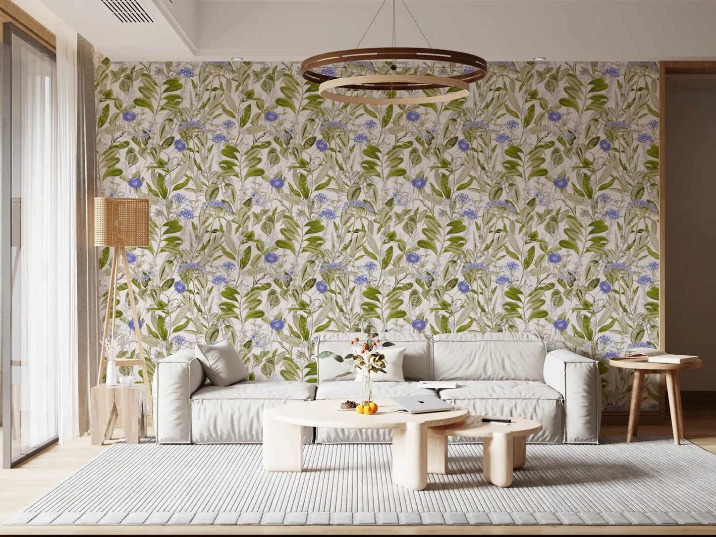 Serene Meadow Blue Floral Study Wallpaper⁠