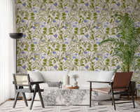 Serene Meadow Blue Floral Study Wallpaper⁠