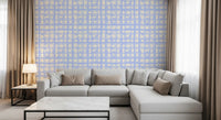 Abstract Cream and Blue Plaid Wallpaper⁠