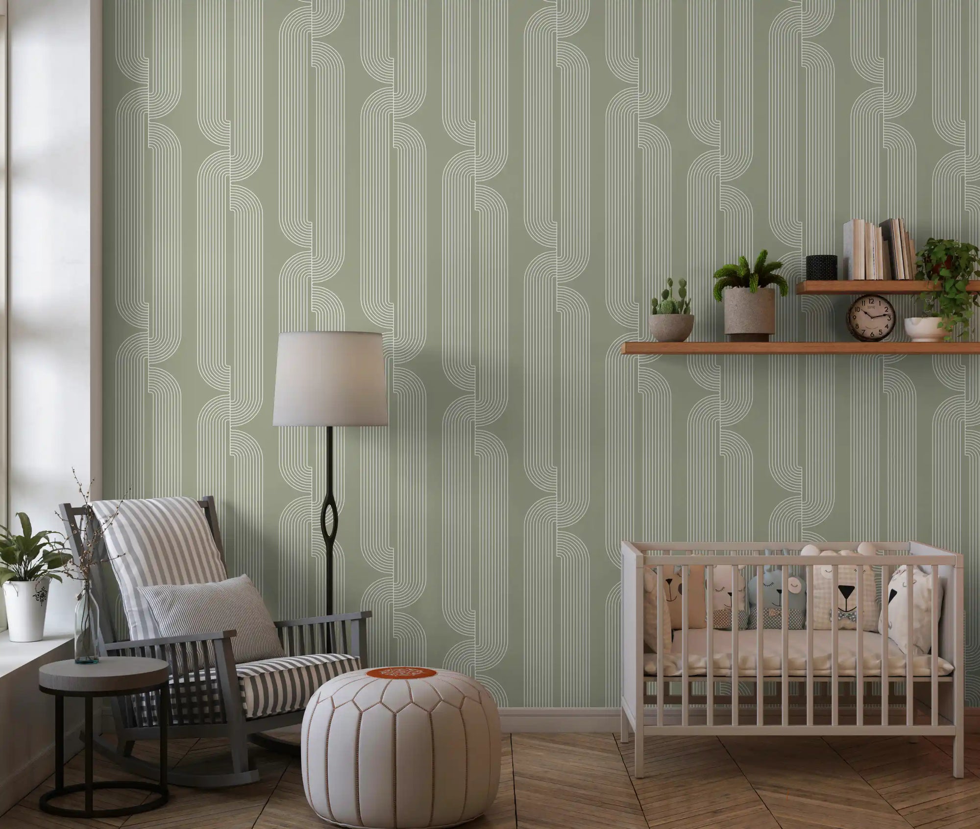 Sage Green Linear Flow Wallpaper⁠
