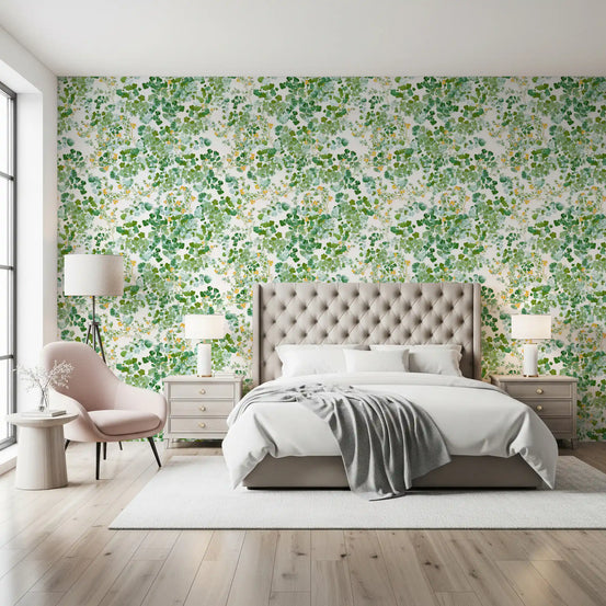 Verdant Woodland Foliage and Berries Wallpaper⁠