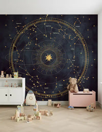 Indigo Astro Wheel Wall Mural