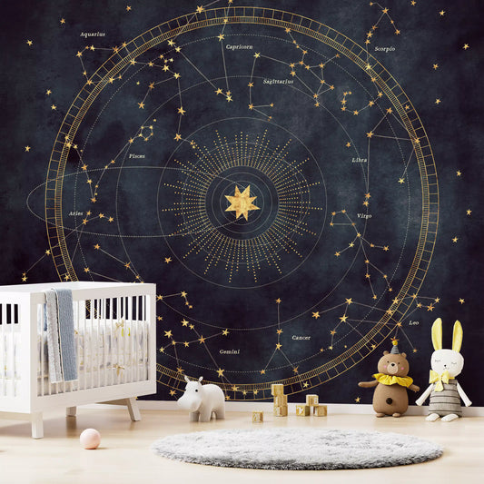 Indigo Astro Wheel Wall Mural