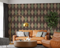 Winter Heritage - Argyle Harlequin Geometric Timeless - Soft Muted Hue Wallpaper⁠