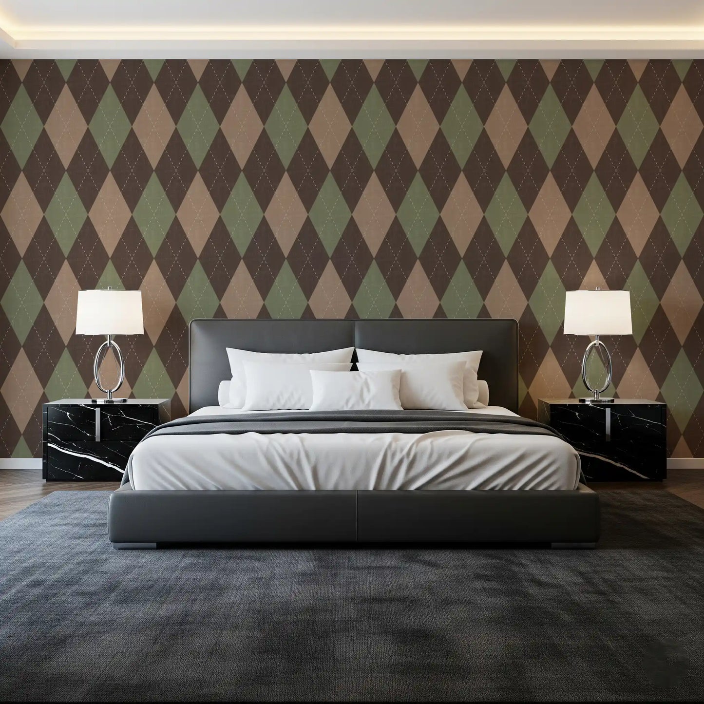 Winter Heritage - Argyle Harlequin Geometric Timeless - Soft Muted Hue Wallpaper⁠