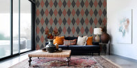 Winter Heritage - Argyle Harlequin Geometric Timeless - Deep Bold Shade Wallpaper⁠