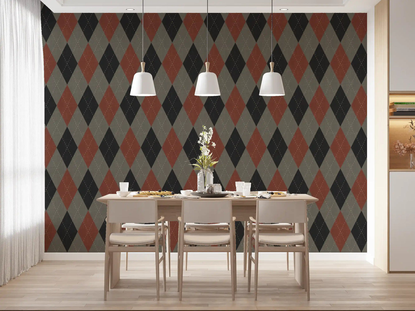 Winter Heritage - Argyle Harlequin Geometric Timeless - Deep Bold Shade Wallpaper⁠