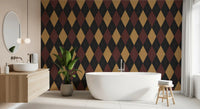 Winter Heritage - Argyle Harlequin Geometric Timeless - Dark Moody Mix Wallpaper⁠