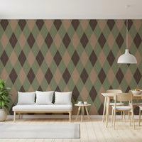 Winter Heritage - Argyle Harlequin Classic Diamond - Soft Muted Hue Wallpaper⁠